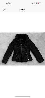 GUESS Jacket Women Size Small Black Puffer Full Zip Polyester Down EC