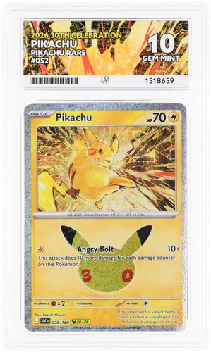 Pokemon Card Pikachu 052/128 ACE 10 30/30 30th Celebration Gem Mint