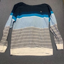 Billabong Men's Hoodie Size L Blue Stripe Block Surf Pullover Long Sleeve