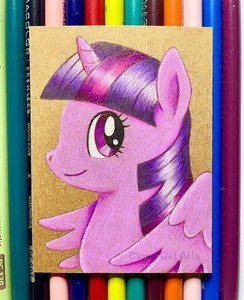 ACEO ORIGINAL Twilight Sparkle my little pony MLP cute kawaii uni colored pencil