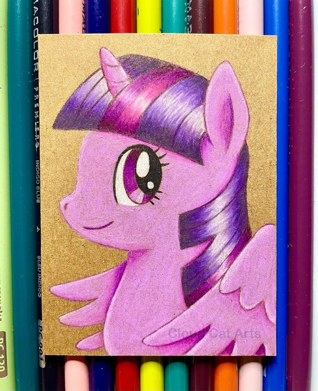 ACEO ORIGINAL Twilight Sparkle my little pony MLP cute kawaii uni colored pencil