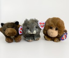 Puffkins Plush Vintage Lot of 3 Biff Bull, Nutty Squirrel And Amber Orangutan