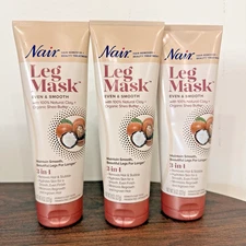 Nair Beauty Leg Mask Clay + Shea Butter 3PK x 8oz Even & Smooth Hair Remover New