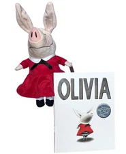 Kohl's Cares Olivia Pig Plush & Book w/Caldecott Honor Red Dress & Big Ears NEW