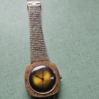 Timex Electronic Vintage Manual Analog Date Gold Cushion 34mm Roman Bracelet