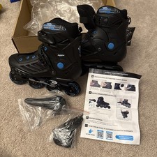 Jeuwith Inline Skates Size 27-28.5cm Adult Adjustable Roller Blades Black Blue
