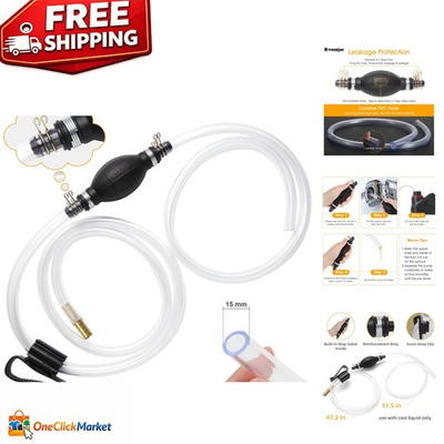 #ad Portable Hand Fuel Transfer Pump with 2 Sturdy PVC Hoses Easy Operation $17.99