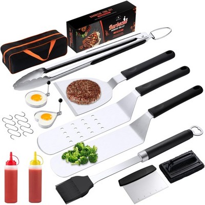 Griddle Accessries Kit, 20Pcs Stainless Steel Metal Spatula Set, Grill BBQ Sp...