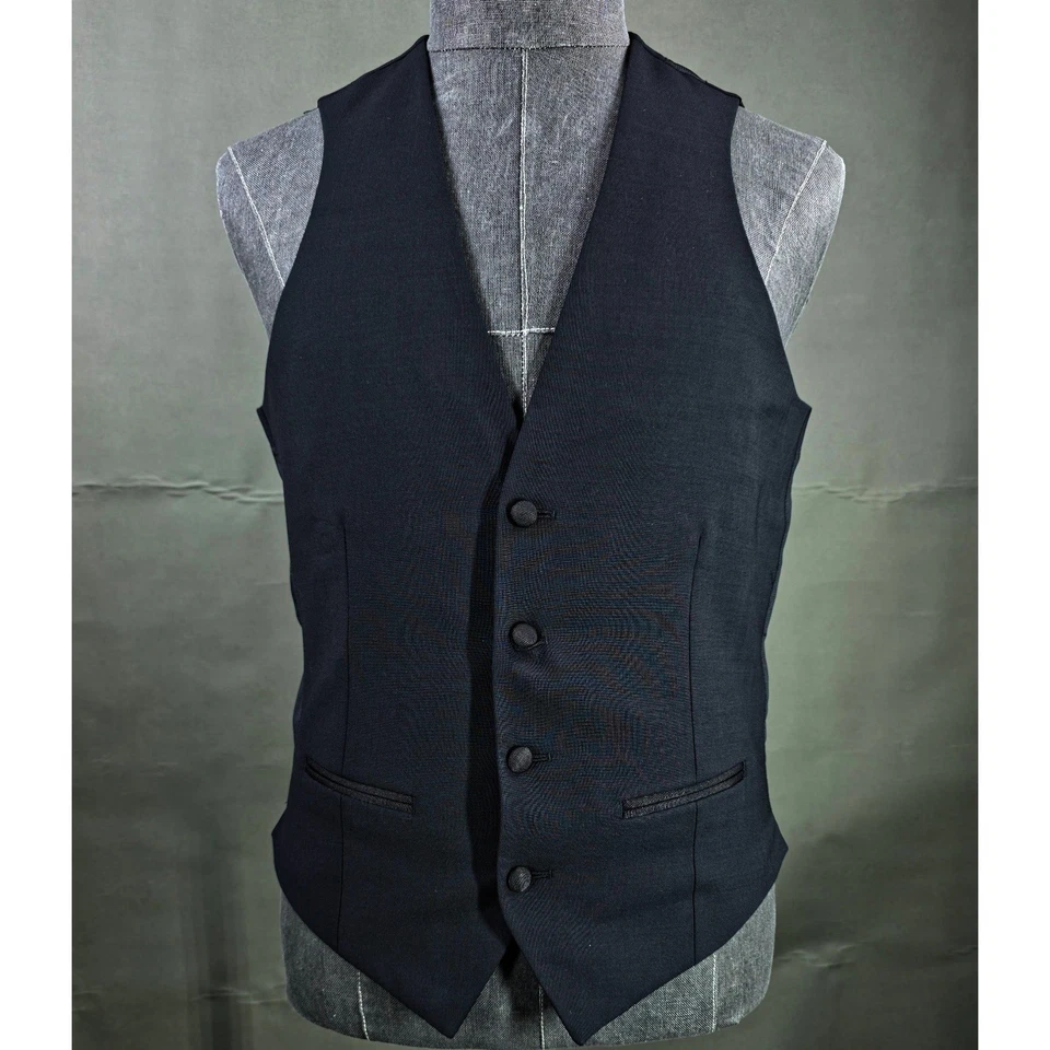 bar III Tuxedo Vest Mens Small Black Stretch Slim Fit Suit Formal Wool Blend NWT - Image 2 of 4