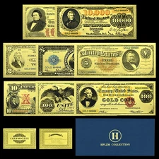 8pcs American Golden Commemorative Plastic Banknotes Set US Dollar Plastic Card