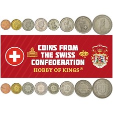 Swiss 8 Coin Set 1 5 10 20 Rappen 1/2 1 2 5 Francs | Switzerland | 1981 - 2023