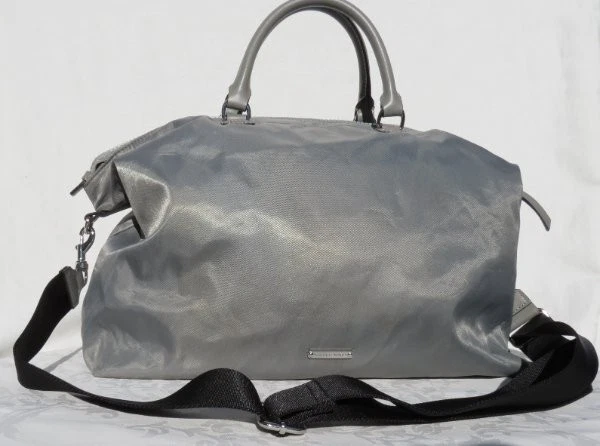 $198 REBECCA MINKOFF Pearl Gray Zip Travel Nylon Tote Shoulder Bag Purse X Large - Image 2 of 4