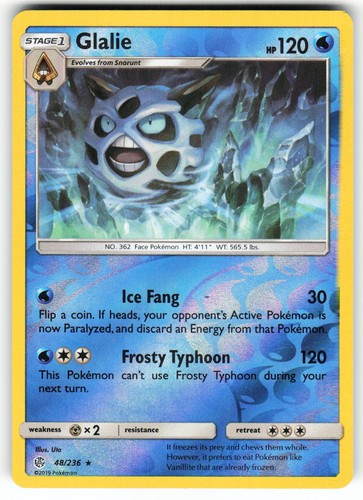 Glalie 48/236 Cosmic Eclipse Rare Pokemon TCG Reverse Holo Near Mint
