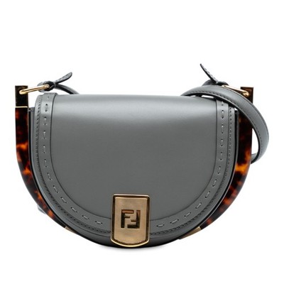 Fendi Leather Moonlight Crossbody Pre-Loved Bag Gray