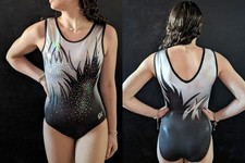 Dreamlight By GK Leotard Black and White Noise Hologram Foil Sequins Size AM