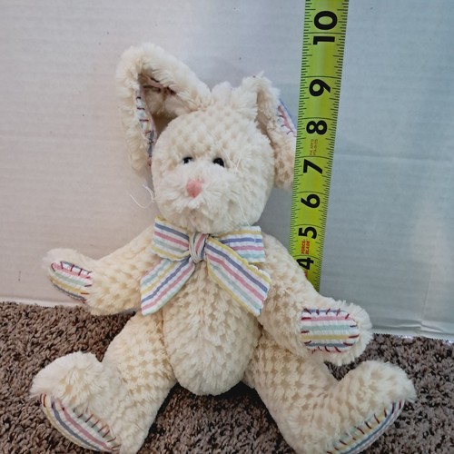 Ganz Checkers Easter Bunny Rabbit Cream Stuffed Plush Seersucker Pads ...