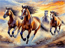 Tile Mural Wild Running Horses Kitchen Bathroom Wall Backsplash Marble Ceramic