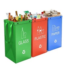 Pack of 3 Easy to Clean Recycling Bins Perfect for Quick Wash and Space