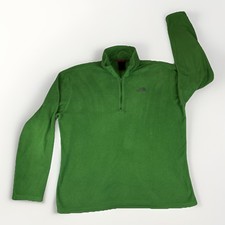 The North Face 1/4 Zip Men  s Medium Pullover Green Fleece Polartec Classic Soft