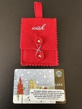 Starbucks Card USA Christmas 2005 ‘City Skate’ #6023 & ‘Wish’ Felt *Sleeve *HTF