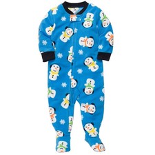 NWT CARTER'S Toddler Boys 3T Snowmen Winter Fleece Footed Pajamas