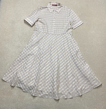 Max Mara Shirt Dress Women's Large Brown Gingham Check Cotton Silk Blend Midi