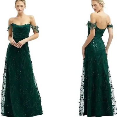 dessy collection sequin embroidered dress Blue Trellis 3D Sequin Embroidery Bridesmaid Dresses