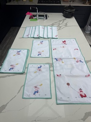 Handbestickte Applikation Chinesische Kinder Tischsets Tischläufer Servietten Selten