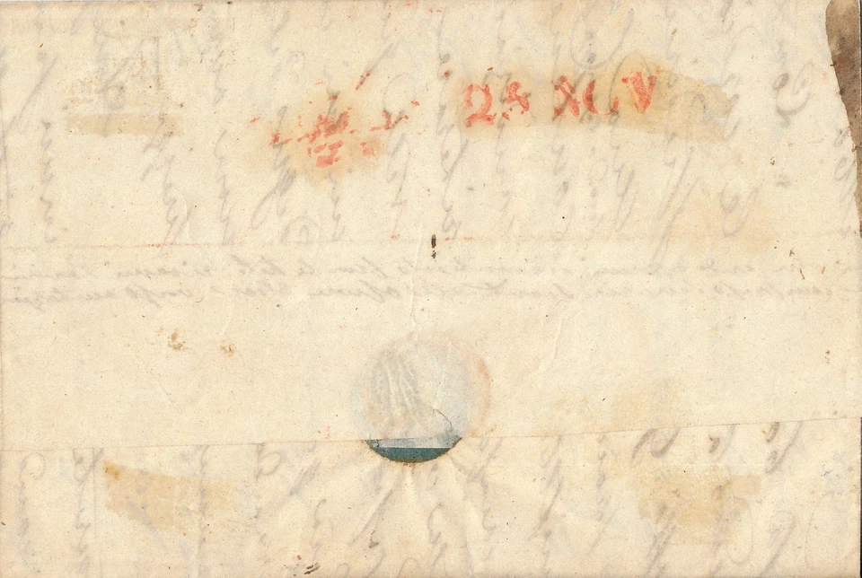 ITALY - LIVORNO 1851, ENTORE FOLD LETTER TO GENOVA WITH INTERESTING MARKS. #A887 - Image 4 of 4