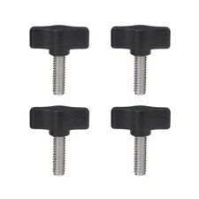 Zeberoxyz 4pcs 1/4"-20 x 3/4" Thumb Screws Stainless Steel with Black Aluminu...
