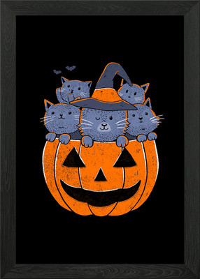 Gerahmtes Wandbild Poster Leinwanddruck Bild Katze Tricks