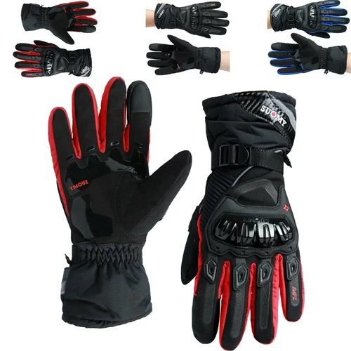 Thermal Carbon Knuckle Gloves Water Resist Winter Motorbike Motorcycle UK Stock