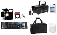 American Dj Adj Encore Fr150z 130w Fresnel Light W/barn Doors+dmx Control+fogger