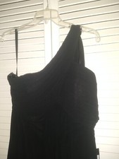 New One Shoulder Maxi Black Chiffon Evening Dress Everpretty Very Nice Quality 