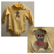 Vintage Precious Moments Bear Circo Yellow Bodysuit Size 12 Months Turtleneck