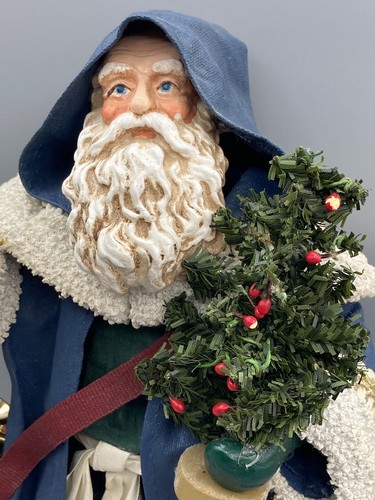 Figura de Papá Noel Midwest Importers tela almidonada capa azul 10,5" de alto - Imagen 6 de 11