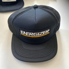 Energizer Big Patch Hat Vintage Black Spell Out Snapback Trucker Cap