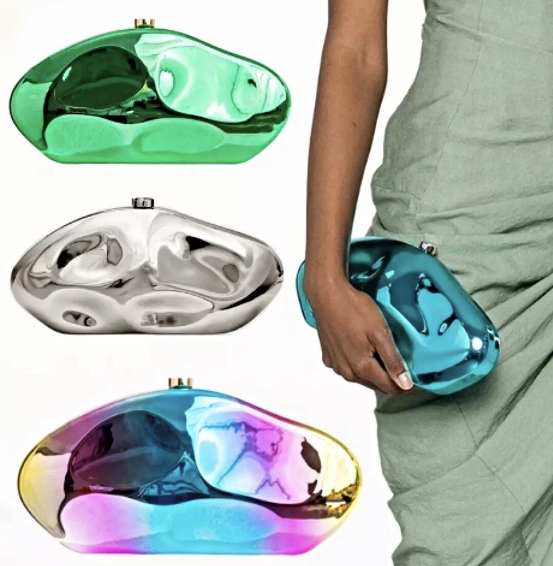Bolso sin asas Acrílico Bolso sin asas Bolso de noche Boda Invitado Fiesta Cartera metálica