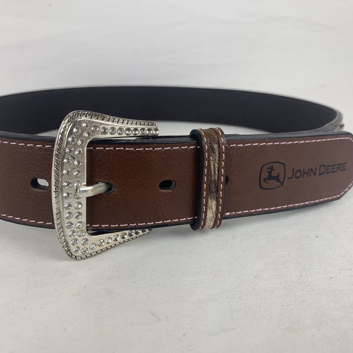 John Deere Genuine Leather Belt Women 36 Brown Studded Western Farm Ranch USA Ariat Women main image 4