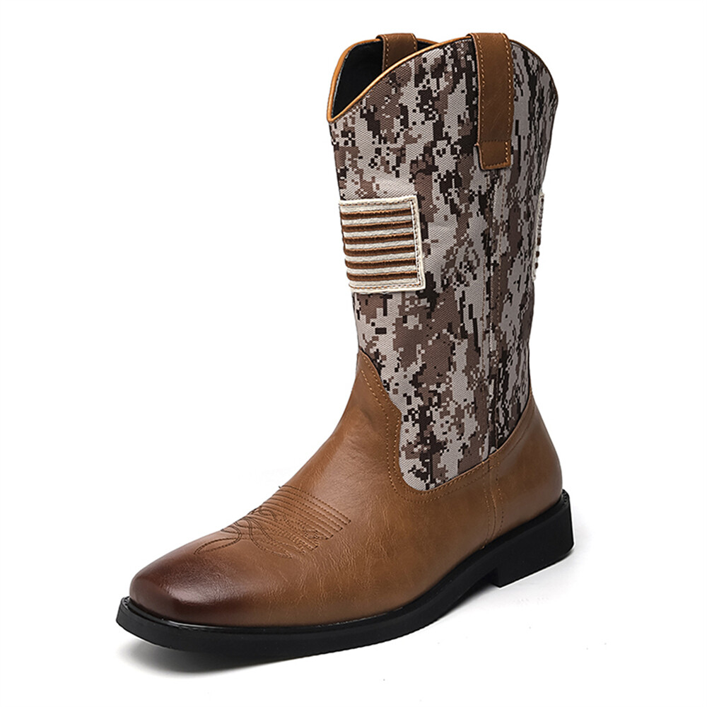 Men's Cowboy Western Boots Mens Square Toe Sport Patriot Western