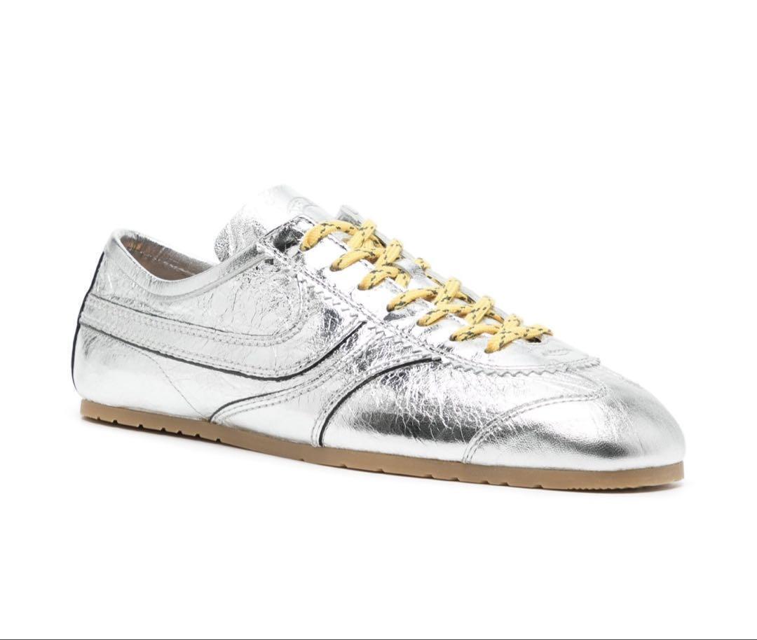 Dries Van Noten Men 10.0US Silver Leather Sneakers Elegant Dries Van Noten Men 10.0US Silver Leather Sneakers Elegant