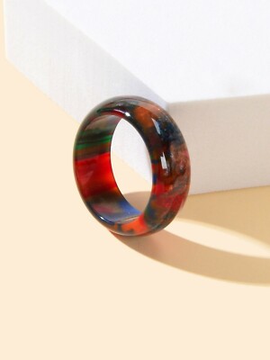 Boho Chic Multi-colored Resin Chunky Finger Ring Trendy Jewellery Band for Women