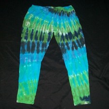 Tie Dye Leggings Women's 3XL Blue & Green Tye Dyed Hippie Made in USA 3X XXXL