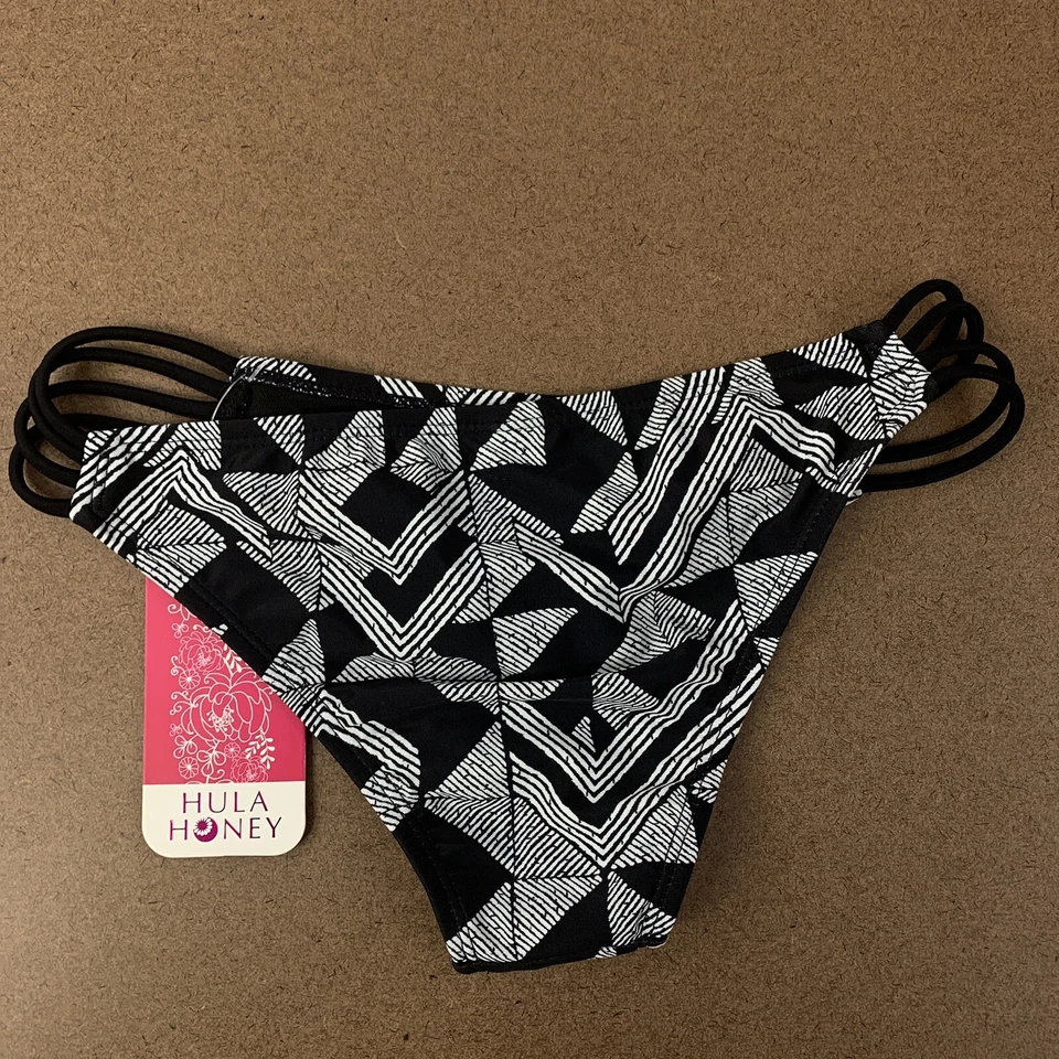 Bikini descarado con tiras Hula Honey Maze Muse negro blanco pequeño traje de baño parte inferior Foto 4 de 4