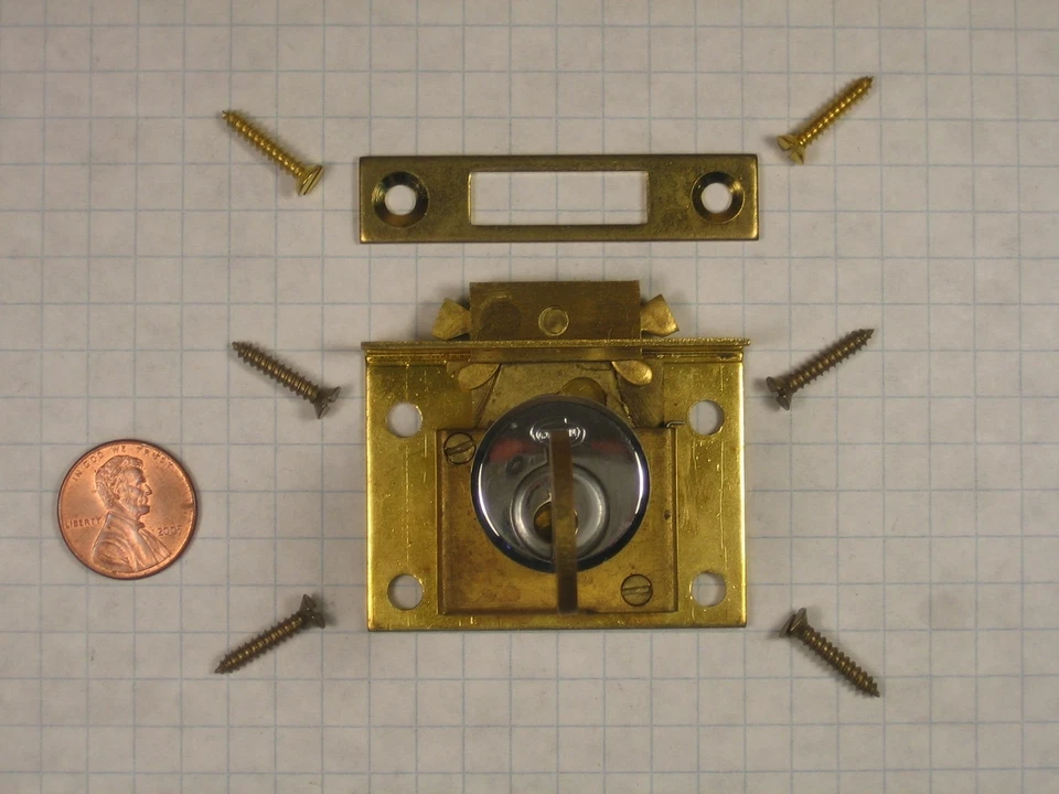 CORBIN #0168 CHEST LOCK, SOLID BRASS, POLISHED CHROME-PLATED, FOR 7/8" MATERIAL - Image 3 of 4