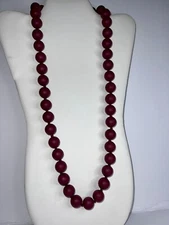 Chew Beads Silicone Burgundy Red Necklace w/ Safety Release Hand Knotted 10P