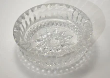 Vintage Glass Ashtray 5.5” Diameter Round Heavy Crystal-Style Star Pattern