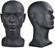 PVC Mannequin Head Black Male Dummy Stand Model Display Hat Scarf Wigs