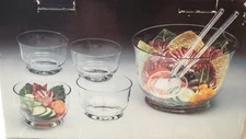 The Toscany Collection 7 Pc. Romaine Salad Set Hand Blown  NIB 8145