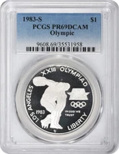 1983-S Olympic Silver Commemorative Dollar PR69DCAM PCGS Proof 69 Deep Cameo